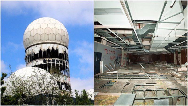 Left: U.S. listening station. Rae Allen, CC BY 2.0. Right: The interior - heavily damaged. Matt Biddulph, CC BY-SA 2.0