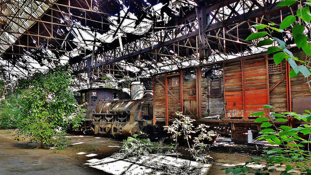 Presumably, a train car used for the transportation of the Auschwitz prisoners. Photo Credit: URBEX Hungary, CC BY 2.0