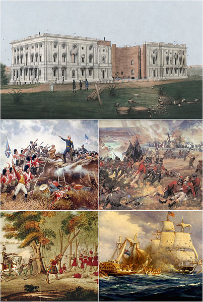 Montage of events of the War of 1812. 