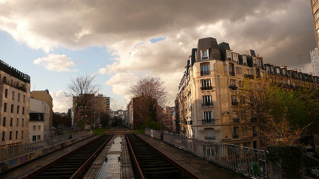 Train tracks in the city