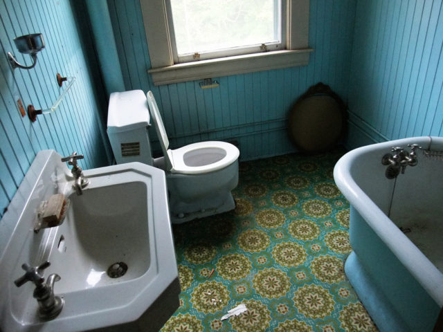 Bathroom in the Lynch house with wool carpet. Photo Credit