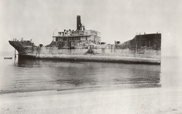 SS Atlantus the day she ran aground, 8 June 1926