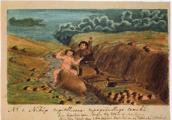 Tupilak woman and man by Aron of Kangeq