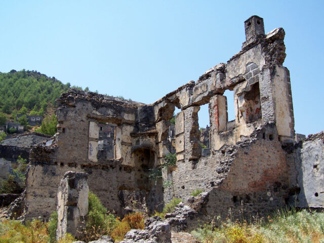 Two stone wall remains.