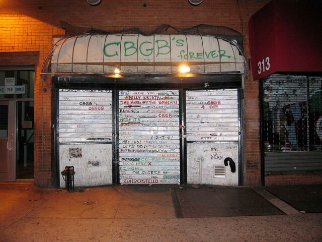 Exterior of a now-shuttered CBGB