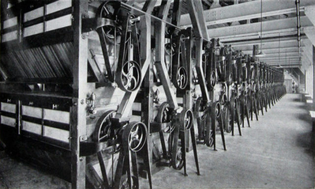 Main centrifugal dressing machine floor. Author: Grace’s Guide. Public Domain.