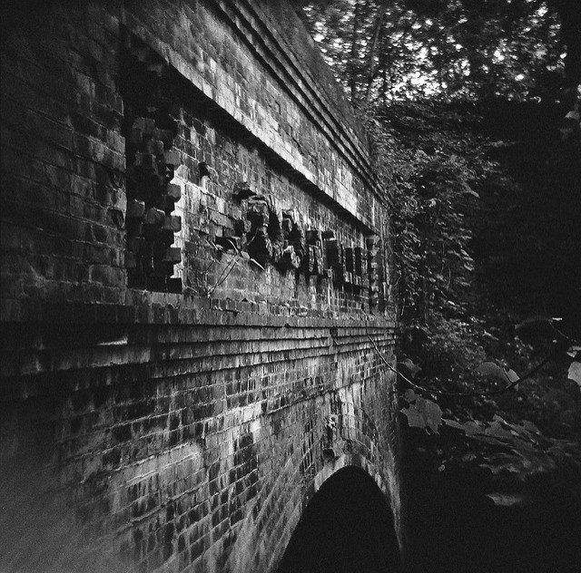 Moonville Tunnel brick letters different angle. Author: Chris Barron CC BY-ND 2.0