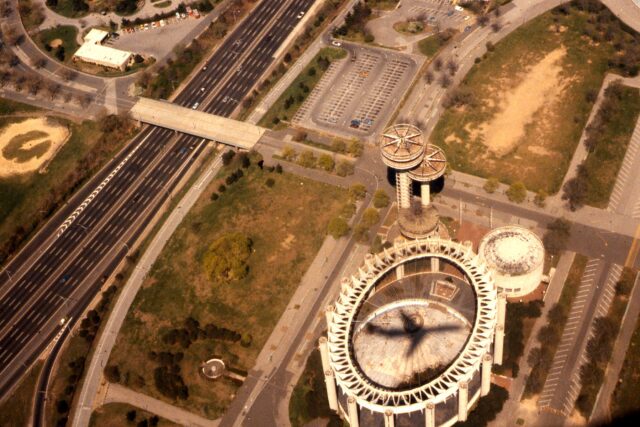 Aerial view of the New York State Pavilion