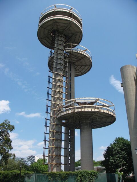 Three Astro-View observation towers rising into the sky