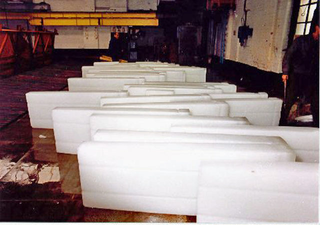 Slabs of manufactured ice. Photo Credit