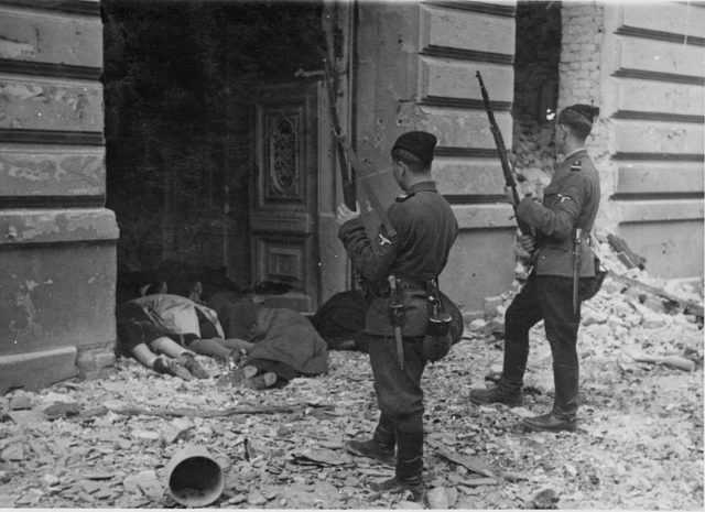 An example of Trawniki men executing Jewish people. Author: Unknown Public Domain