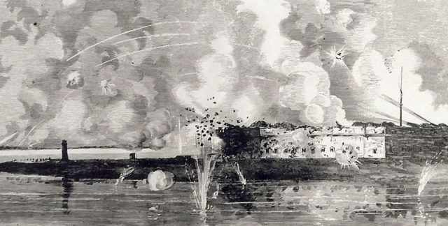 Fort Pulaski Under Fire. Author: Leslie’s Weekly Magazine, “Fort Pulaski Under Fire”, April 1862 Public Domain