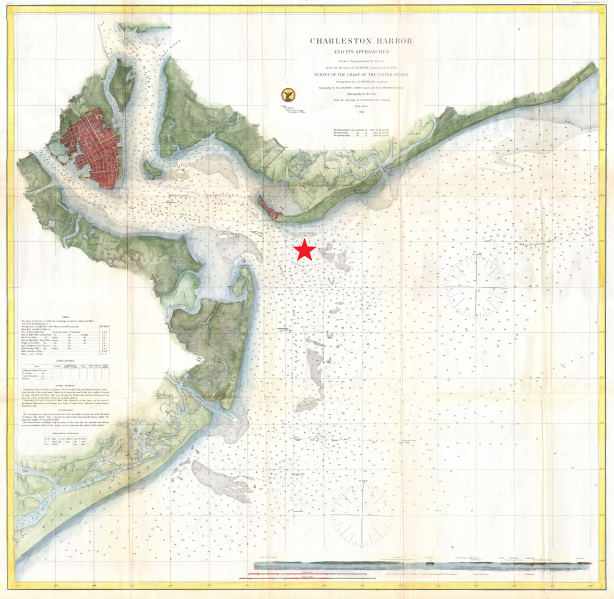 Location of the Hunley submarine. Author: United States Coast Survey Public Domain