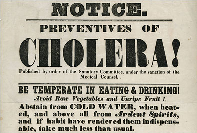 Notice about cholera. Author: Sanatory Committee Public Domain