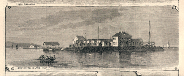 Swinburne Island hospital in 1879. Author: Ld~commonswiki Public Domain
