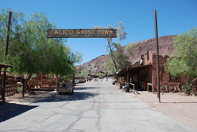 Entrance to Calico Ghost Town, an open air museum and park in the Mojave Desert, California.