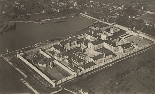 An aerial view of the prison grounds.