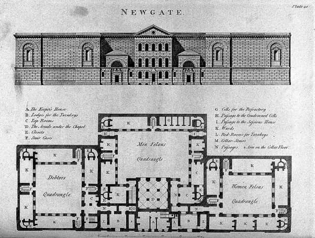 Newgate prison blueprint. Author: Wellcome Collection – CC BY 4.0