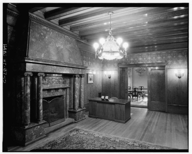 The Nubian marble fireplace.