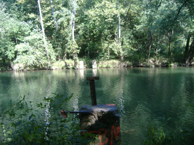 The site of the old Rose Island suspension bridge