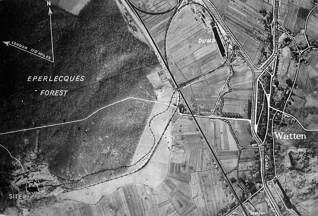 Aerial view from WWII of the Watten–Eperlecques area