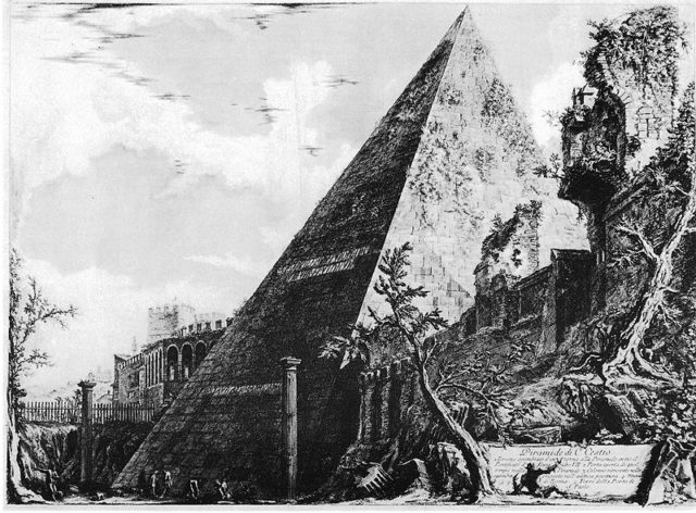 Etching of the pyramid c. 1700s.