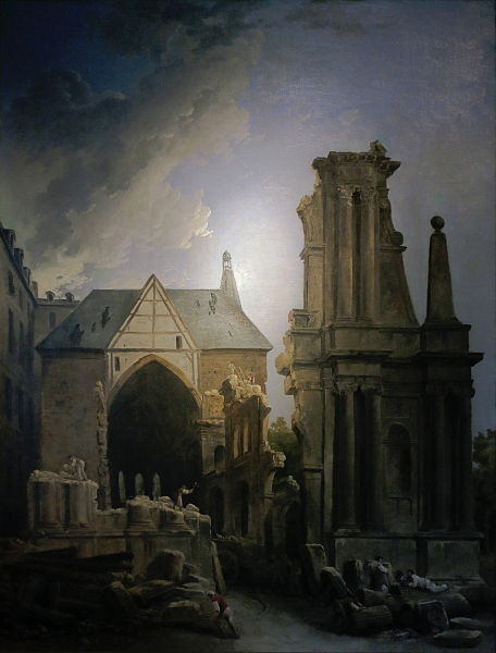 Painting by Hubert Robert depicting the razing of the convent’s church.