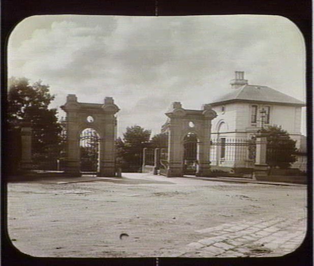 The entrance circa 1880.