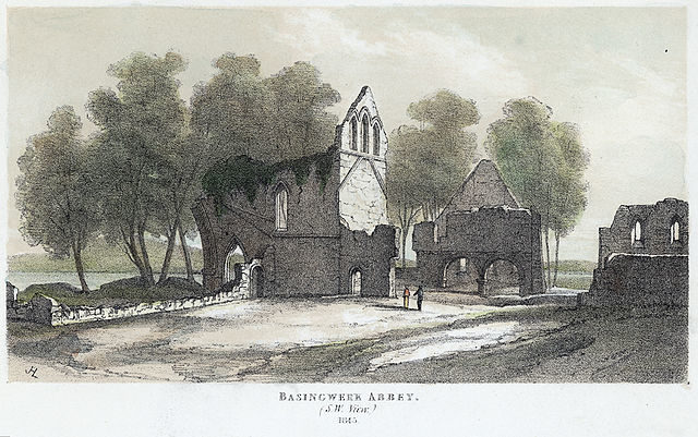 Basingwerk Abbey (1845) from the southwest