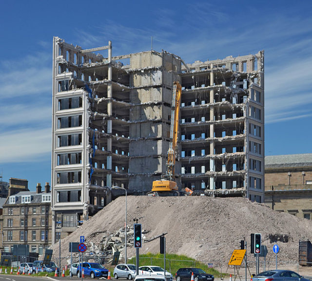 Demolition in progress, 2013. Author: Laerol – CC0