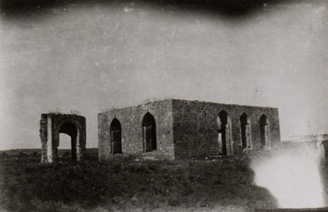 Old photo of the ruins of Edirne Palace.