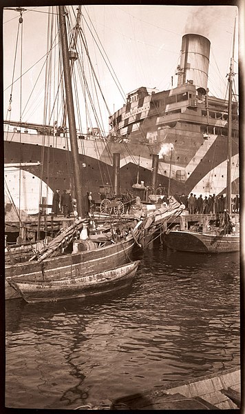 RMS Aquitania as an armed merchant cruiser.