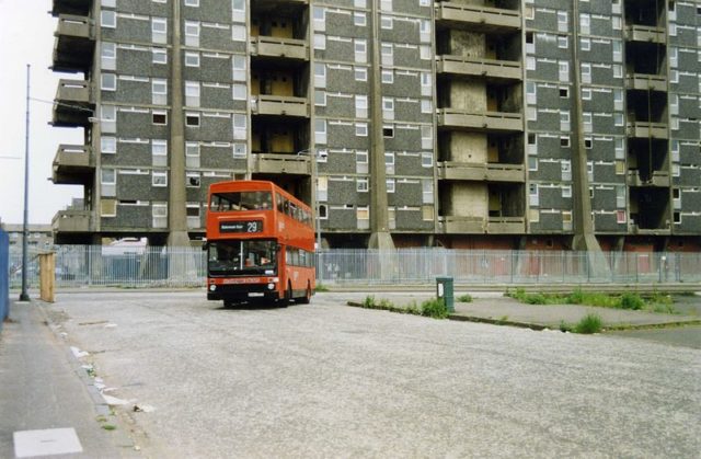 Photo of the buildings before demolition. Author: Donald Booth – CC BY-SA 4.0