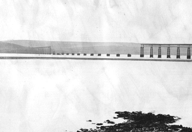 River Tay Bridge, middle section collapsed, photographed in 1880.