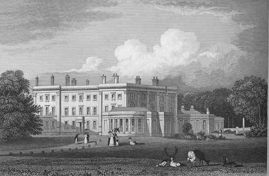 Trentham Hall before the rebuild by Charles Barry, c. 1820.