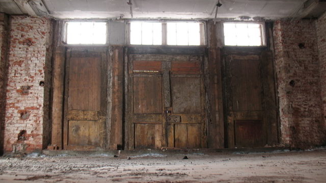The interior of a still-empty building on the island.