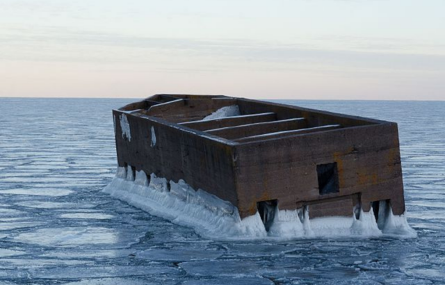 Uncle Harvey's Mausoleum in the middle of a frozen Lake Superior