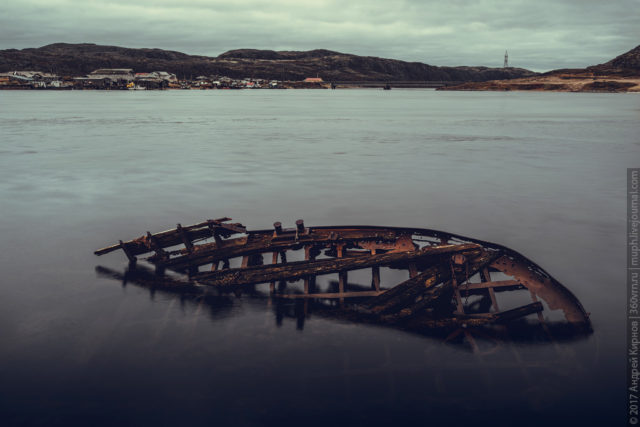 Ship carcass in ship graveyard. ©Andrey Kirnov