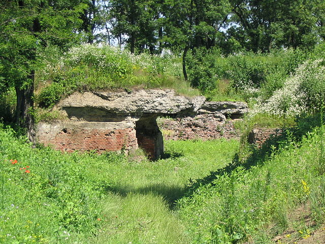 A ruined outer bunker fort overgrown with vegetation, Fort XIIIb “Bolestraszyce”/ Author: Goku122 – CC BY-SA 2.5