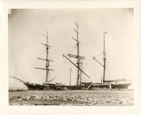 Thermopylae moored at the sea wall, San Francisco, California,  1880.