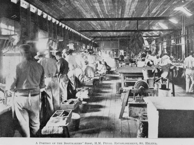 View of the boots workshop. Author: John Oxley Library, State Library of Queensland