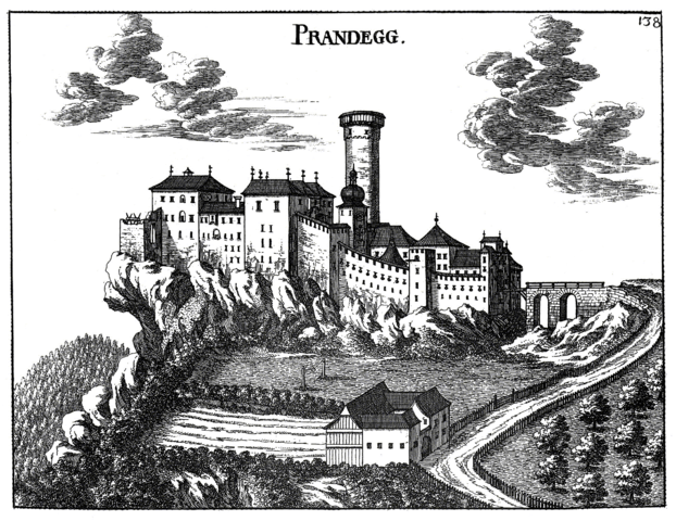 Engraving of the castle by Georg Matthäus Vischer, 1674.