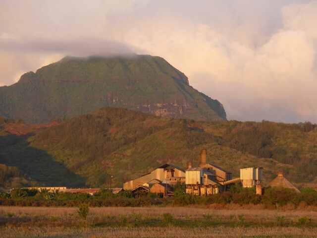 Mountain rising behind the Old Sugar Mill of Kōloa