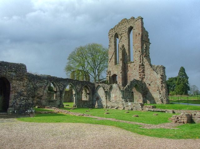 Stone wall ruins.