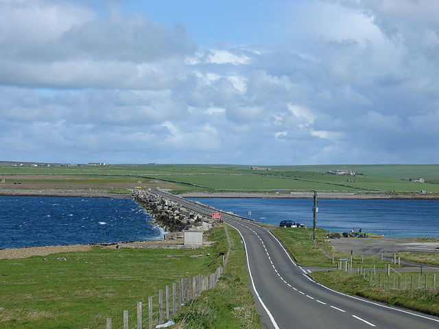 Churchill Barrier 1, now blocking Kirk Sound. Author: BillC CC BY-SA 3.0