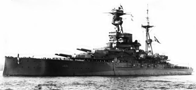 Royal Oak at anchor after her 1924 refit