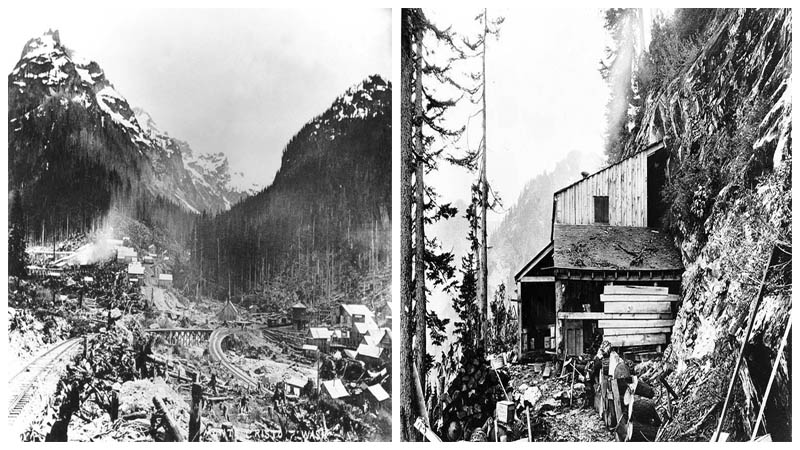 Left: Monte Cristo in 1895. Right: Del Campo mine. Both photos: University of Washington Libraries, Special Collections