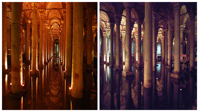 The impressive basilica columns. Left: Dpnuevo - CC BY-SA 3.0