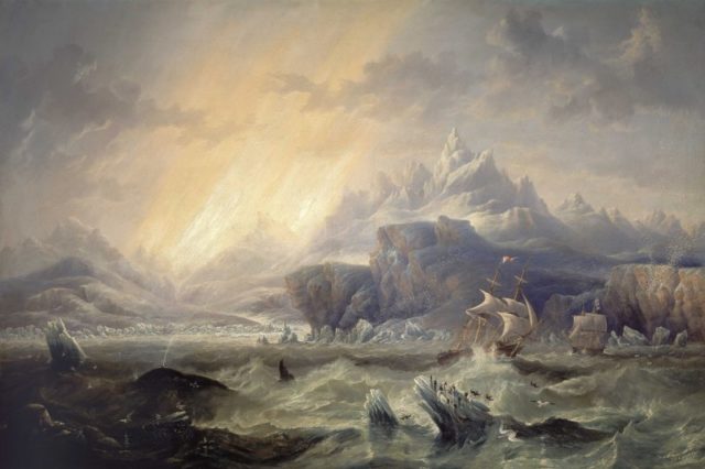 HMS Erebus and HMS Terror in the Antarctic, by John Wilson Carmichael, 1847