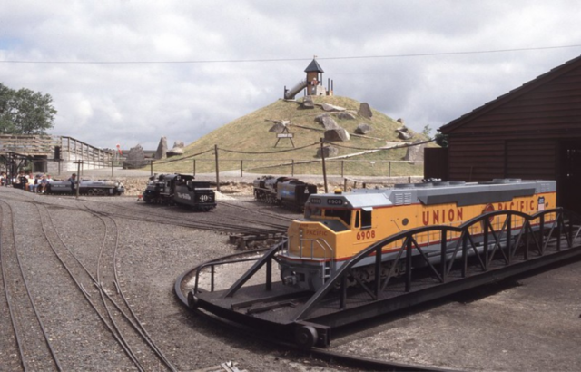 Locomotives on railway tracks at Dobwalls Adventure Park